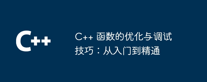 C++ 函数的优化与调试技巧：从入门到精通（精通.函数.调试.入门.优化...）