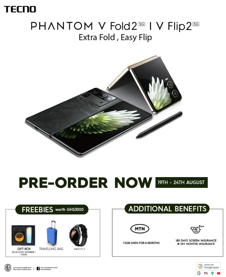 传音 Tecno Phantom V Fold2 / Flip2 折叠屏手机外观公布，换装矩形相机模组（矩形.模组.换装）