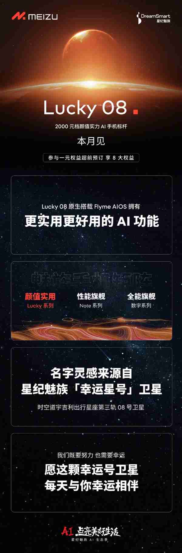 全新系列！魅族Lucky 08手机官宣：首发Flyme AIOS（首发.魅族.系列）