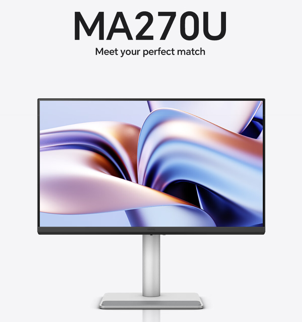 明基 27 英寸显示器 MA270U 开售：适配苹果 iKeyboard 操控、4K 分辨率，首发 4399 元（明基.操控.首发）