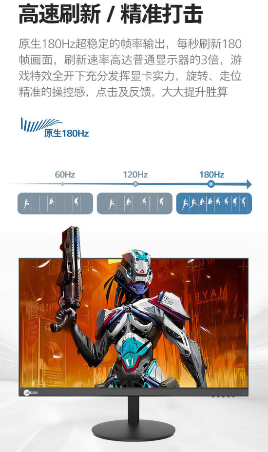联想 25 英寸显示器 N2521 开售：180Hz 高刷、1ms GTG 响应时间，599 元（响应时间.显示器.联想）