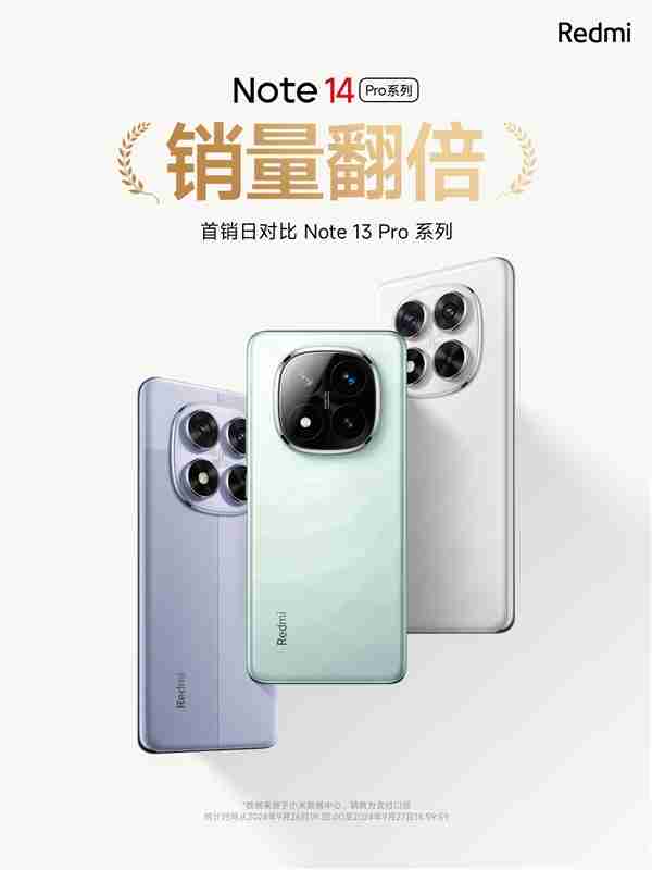 1399元起防水大满贯！Redmi Note 14 Pro系列首销销量翻倍（翻倍.销量.防水）