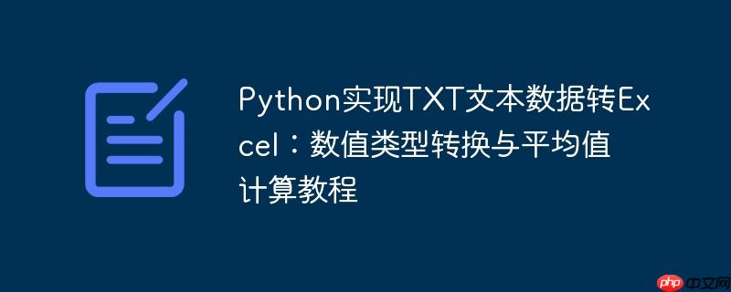 Python实现TXT文本数据转Excel：数值类型转换与平均值计算教程
