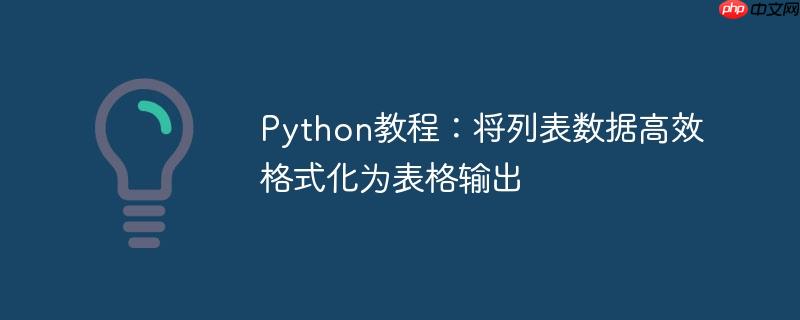 Python教程：将列表数据高效格式化为表格输出
