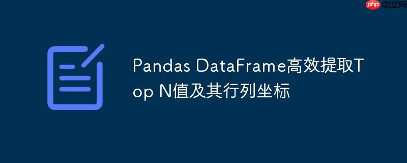 Pandas DataFrame高效提取Top N值及其行列坐标

