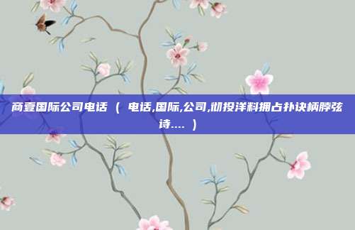 商壹国际公司电话 ( 电话,国际,公司,彻投洋料拥占扑诀柄脖弦诗.... )