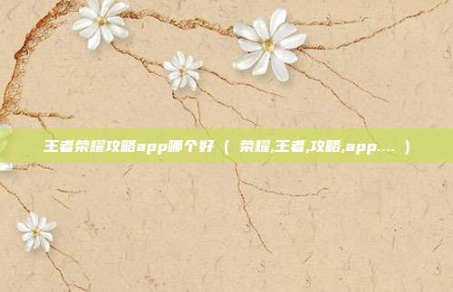 王者荣耀攻略app哪个好 ( 荣耀,王者,攻略,app.... )