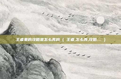 王者里的攻略是怎么弄的 ( 王者,怎么弄,攻略.... )