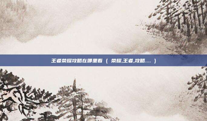 王者荣耀攻略在哪里看 ( 荣耀,王者,攻略.... )