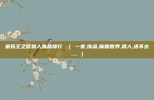 巫妖王之怒猎人饰品排行 （ 一夜,饰品,魔兽世界,猎人,进不去.... ）