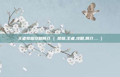 王者荣耀攻略简介 ( 荣耀,王者,攻略,简介.... )
