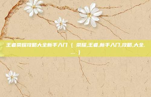 王者荣耀攻略大全新手入门 ( 荣耀,王者,新手入门,攻略,大全.... )