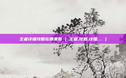 王者详细攻略在哪里看 ( 王者,攻略,详细.... )