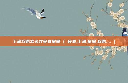 王者攻略怎么才会有星星 ( 会有,王者,星星,攻略.... )