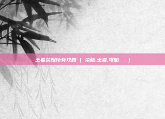 王者荣耀所有攻略 ( 荣耀,王者,攻略.... )