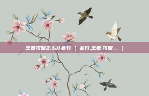 王者攻略怎么才会有 ( 会有,王者,攻略.... )