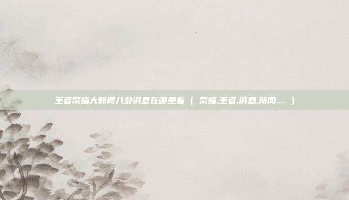 王者荣耀大新闻八卦消息在哪里看 ( 荣耀,王者,消息,新闻.... )
