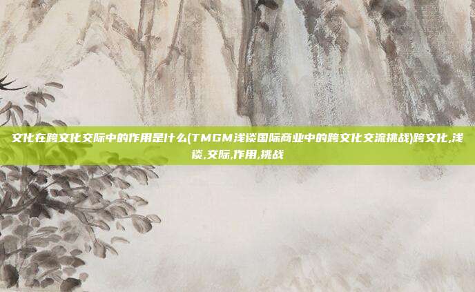 文化在跨文化交际中的作用是什么(TMGM浅谈国际商业中的跨文化交流挑战)跨文化,浅谈,交际,作用,挑战