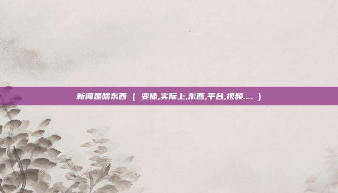 新闻是啥东西 ( 变体,实际上,东西,平台,视频.... )