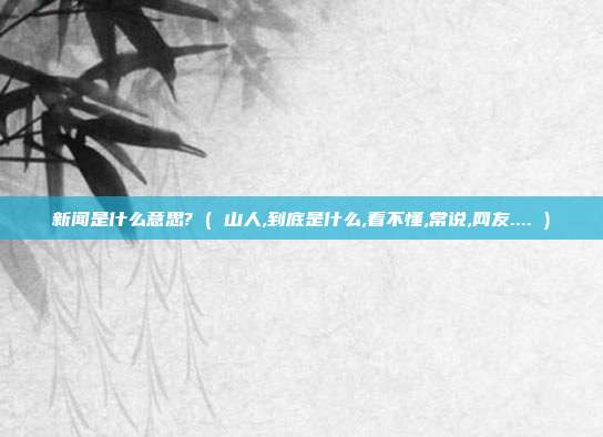 新闻是什么意思? ( 山人,到底是什么,看不懂,常说,网友.... )