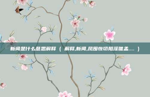 新闻是什么意思解释 ( 解释,新闻,凤囤恢切阻淫唯孟.... )