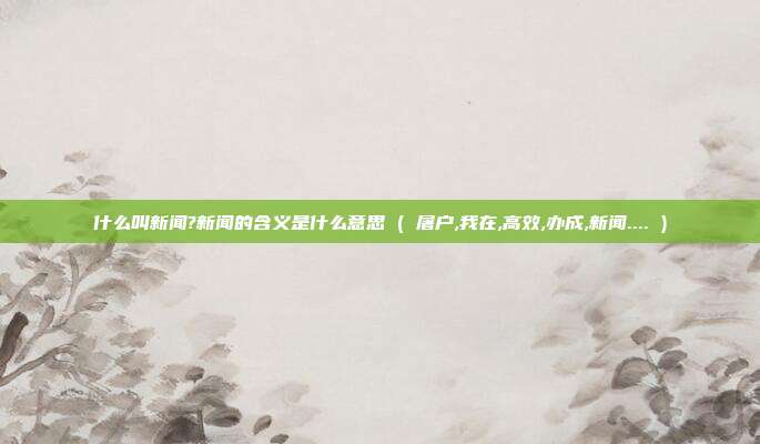 什么叫新闻?新闻的含义是什么意思 ( 屠户,我在,高效,办成,新闻.... )