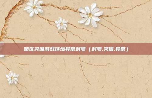 暗区突围游戏环境异常封号（封号.突围.异常）