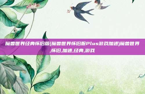 魔兽世界经典怀旧版(魔兽世界怀旧服Plus游戏加速)魔兽世界,怀旧,加速,经典,游戏
