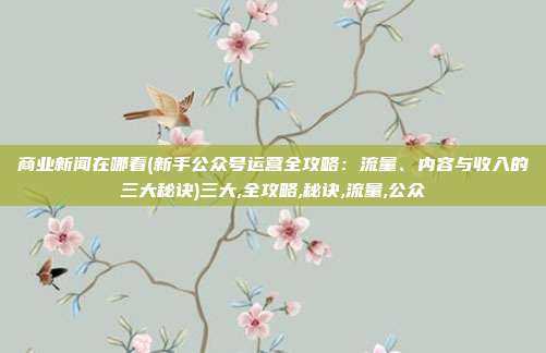 商业新闻在哪看(新手公众号运营全攻略：流量、内容与收入的三大秘诀)三大,全攻略,秘诀,流量,公众