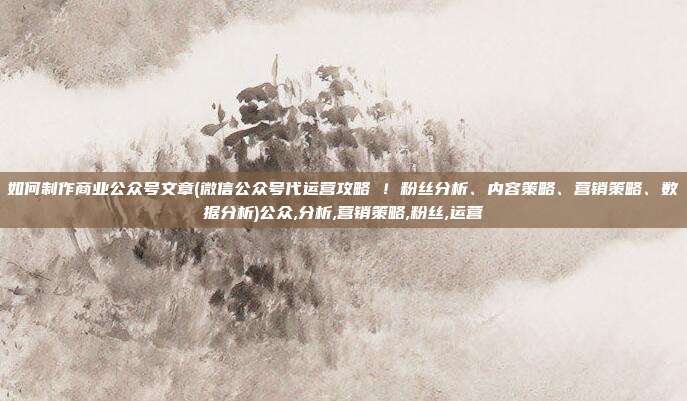 如何制作商业公众号文章(微信公众号代运营攻略 ！粉丝分析、内容策略、营销策略、数据分析)公众,分析,营销策略,粉丝,运营
