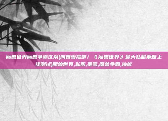 魔兽世界魔兽争霸区别(向暴雪挑衅！《魔兽世界》最大私服重新上线测试)魔兽世界,私服,暴雪,魔兽争霸,挑衅