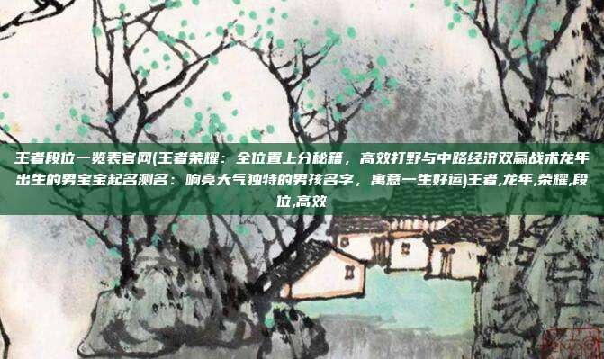 王者段位一览表官网(王者荣耀:全位置上分秘籍,高效打野与中路经济双赢战术龙年出生的男宝宝起名测名:响亮大气独特的男孩名字,寓意一生好运)王者,龙年,荣耀,段位,高效