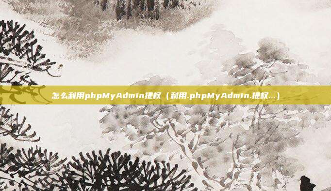怎么利用phpMyAdmin提权（利用.phpMyAdmin.提权...）