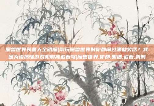 魔兽世界装备大全明细(刚玩魔兽世界时你都闹过哪些笑话？我因为没搞懂游戏机制被追着骂)魔兽世界,你都,明细,追着,机制