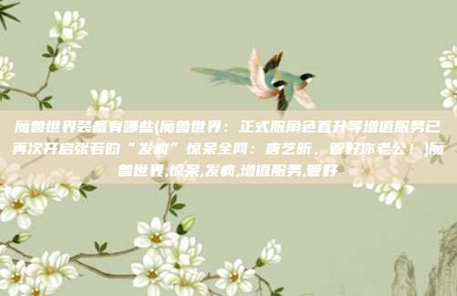 魔兽世界装备有哪些(魔兽世界：正式服角色直升等增值服务已再次开启张若昀“发疯”惊呆全网：唐艺昕，管好你老公！)魔兽世界,惊呆,发疯,增值服务,管好