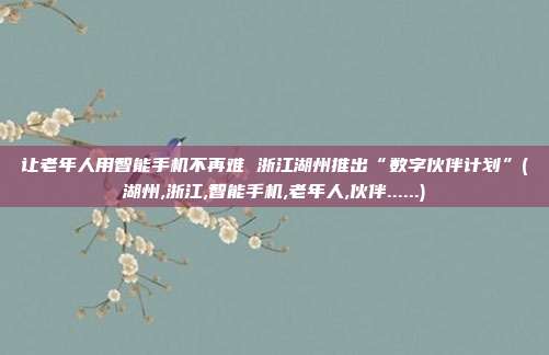 让老年人用智能手机不再难 浙江湖州推出“数字伙伴计划”(湖州,浙江,智能手机,老年人,伙伴......)