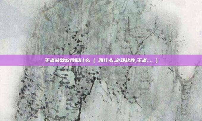 王者游戏软件叫什么 ( 叫什么,游戏软件,王者.... )