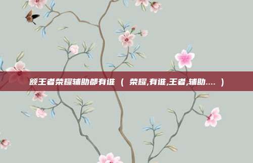 额王者荣耀辅助都有谁 ( 荣耀,有谁,王者,辅助.... )