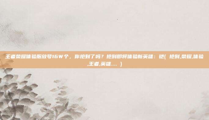 王者荣耀体验服放号16W个，你抢到了吗？抢到即将体验新英雄：铠( 抢到,荣耀,体验,王者,英雄.... )